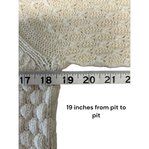 Cottage Core Field Flower Cream Knit Sweater Medium - Picture 8 of 9